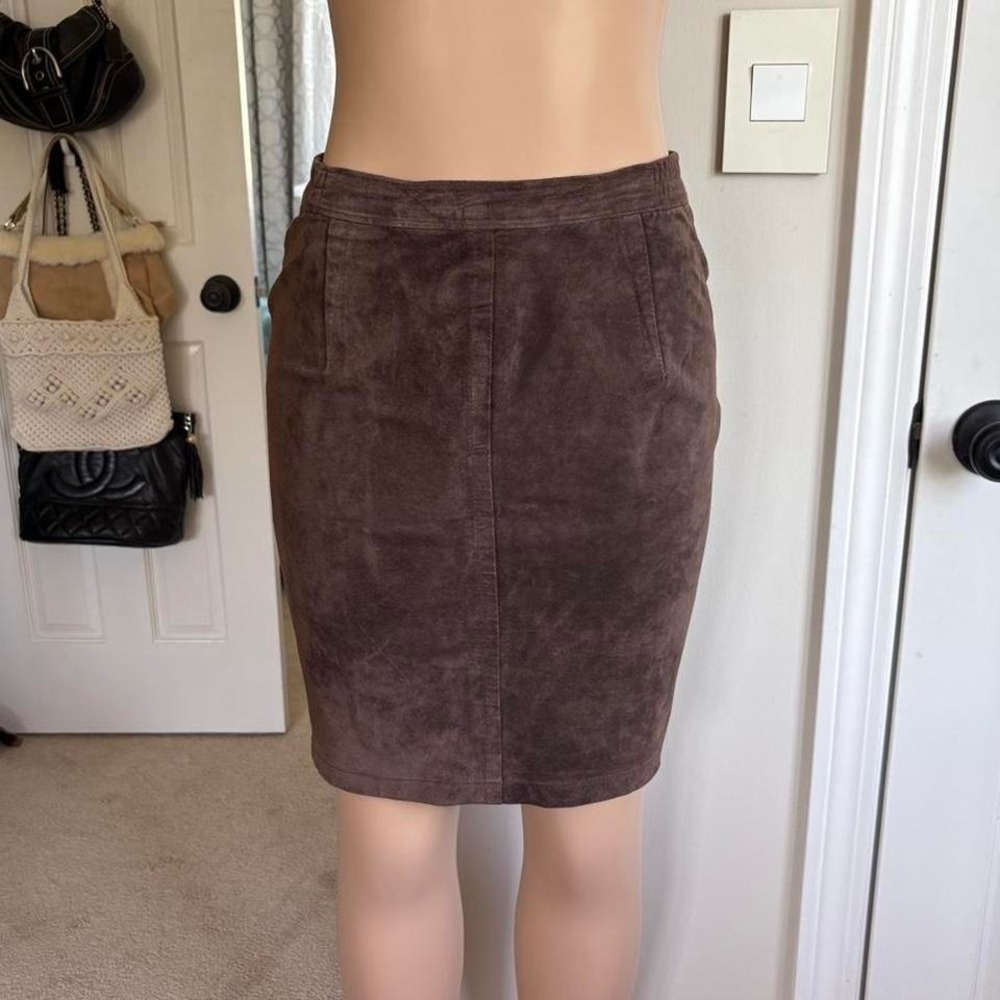 Hunt Club vintage y2k brown suede leather midi skirt